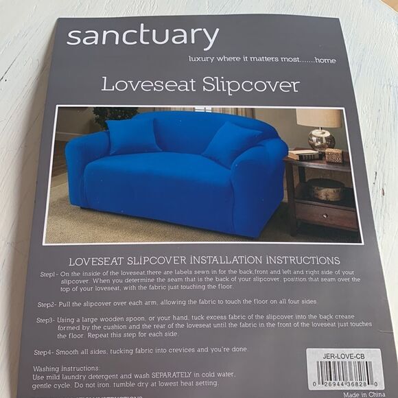 Chair slipcover in cobalt blue.  CHAIR COVER ONLY - Picture 3 of 8